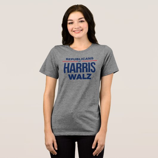 Republikaner für Harris Walz Tri-Blend Shirt (Vorderseite voll)