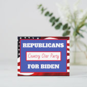 Republikaner für Joe Biden, Land über Party Postkarte (Stehend Vorderseite)