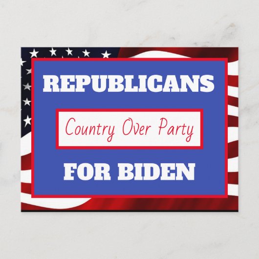 Republikaner für Joe Biden, Land über Party Postkarte (Vorderseite)
