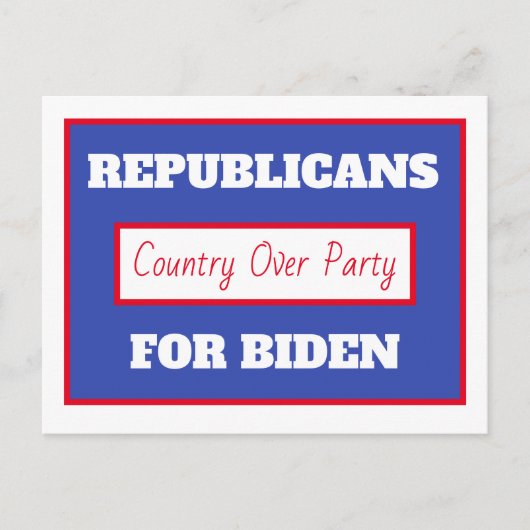 Republikaner für Joe Biden, Land über Party Postkarte (Vorderseite)