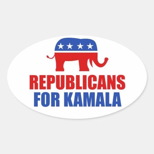 Republikaner für Kamala Harris Elephant Ovaler Aufkleber (Vorderseite)