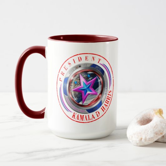 Republikaner Harris-Walz Medallion-Tasse mit zwei Tasse (Mit Donut)