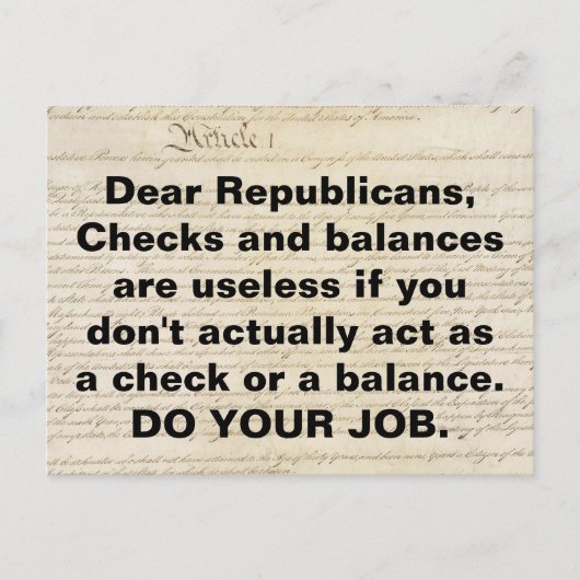 Republikaner Karos und Ausgewogenheit tun Ihre Arb Postkarte (Vorderseite)
