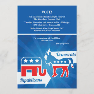 Republikaner und Demokrat-Wahl-Party Invitatio Einladung