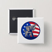 Republikanische Elefant-Maskottchen USA-Flagge Button (Vorne & Hinten)