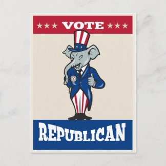 Republikanische Elephant Mascot tumbs Up USA Flag Postkarte