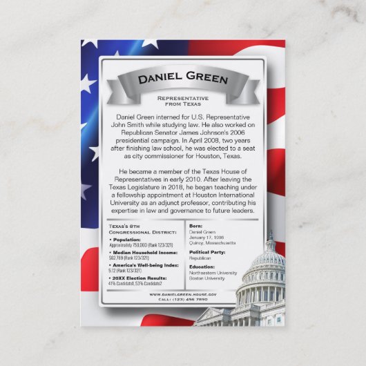 Republikanische Handelskarten des Kongresses der V Telefonnummerkarte (Rückseite)