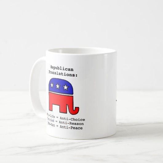 Republikanische Übersetzungs-Tasse Kaffeetasse (Vorderseite Links)