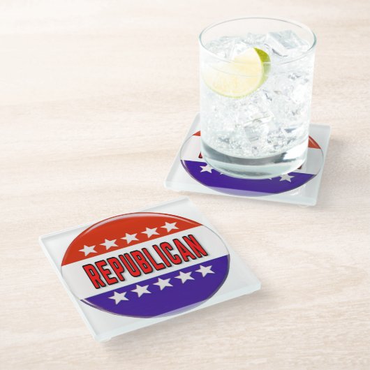 Republikanischer Button Glasuntersetzer (Schrägansicht)