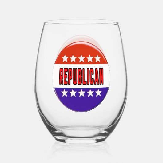Republikanischer Button Weinglas Ohne Stiel (Vorderseite)