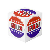 Republikanischer Button Würfel (Rückseite Schrägansicht)