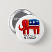 Republikanischer Elefant Benutzerdefinierter Name Button (Vorne & Hinten)