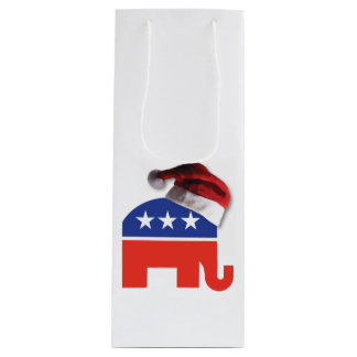 Republikanischer Elefant, der einen Weihnachtsratt Geschenktüte Für Weinflaschen