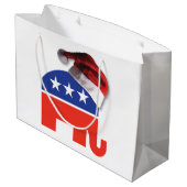 Republikanischer Elefant, der einen Weihnachtsratt Große Geschenktüte (Rückseite Schrägansicht)