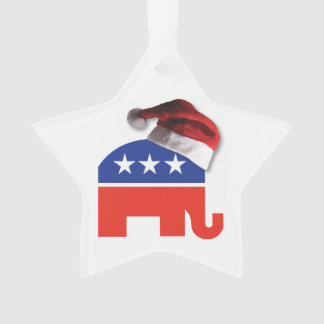 Republikanischer Elefant, der einen Weihnachtsratt Ornament
