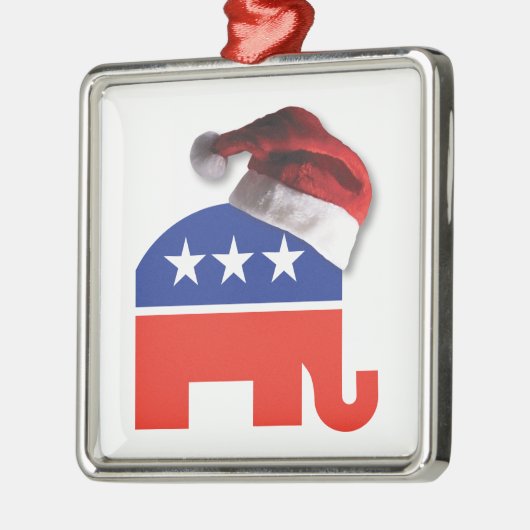 Republikanischer Elefant, der einen Weihnachtsratt Ornament Aus Metall (Links)