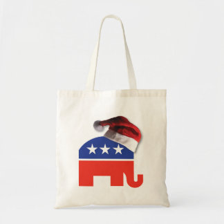 Republikanischer Elefant, der einen Weihnachtsratt Tragetasche