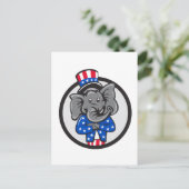 Republikanischer Elefant-Mascot-Waffen-Crossed Cir Postkarte (Stehend Vorderseite)
