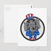 Republikanischer Elefant-Mascot-Waffen-Crossed Cir Postkarte (Vorne/Hinten)