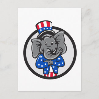 Republikanischer Elefant-Mascot-Waffen-Crossed Cir Postkarte