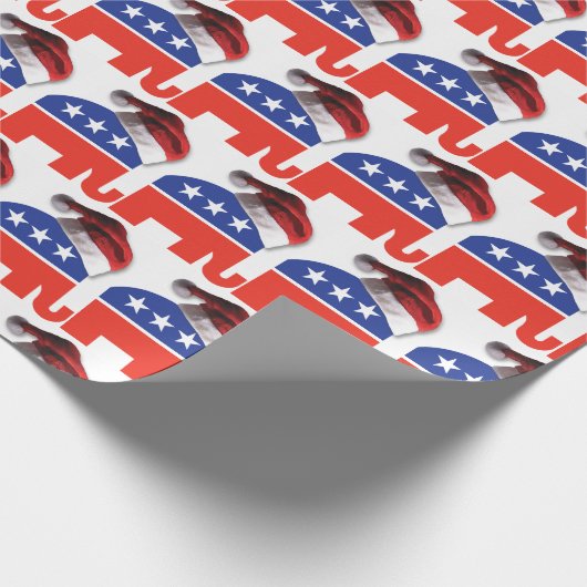 Republikanischer Elefant mit einem Helm des Weihna Geschenkpapier (Ecke)