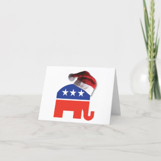 Republikanischer Elefant mit einem Weihnachtshut Dankeskarte
