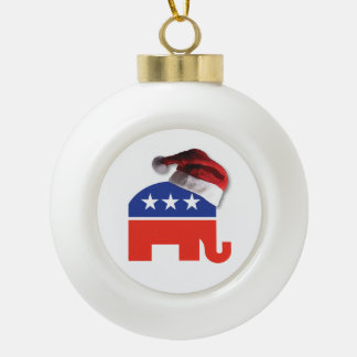 Republikanischer Elefant mit einem Weihnachtshut Keramik Kugel-Ornament