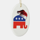 Republikanischer Elefant mit einem Weihnachtshut Keramik Ornament (Rechts)