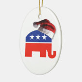 Republikanischer Elefant mit einem Weihnachtshut Keramik Ornament (Links)