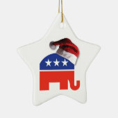 Republikanischer Elefant mit einem Weihnachtshut Keramik Ornament (Rechts)