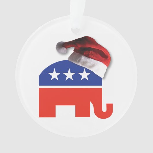 Republikanischer Elefant mit einem Weihnachtshut Ornament (Vorderseite)