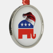 Republikanischer Elefant mit einem Weihnachtshut Ornament Aus Metall (Rechts)