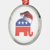 Republikanischer Elefant mit einem Weihnachtshut Ornament Aus Metall (Links)