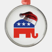 Republikanischer Elefant mit einem Weihnachtshut Ornament Aus Metall (Vorne)