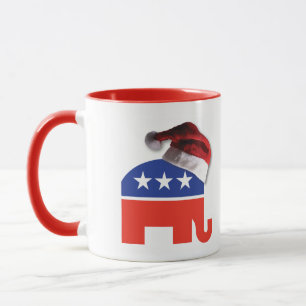 Republikanischer Elefant mit einem Weihnachtshut Tasse