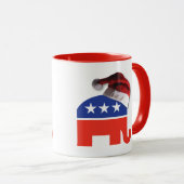 Republikanischer Elefant mit einem Weihnachtshut Tasse (VorderseiteRechts)
