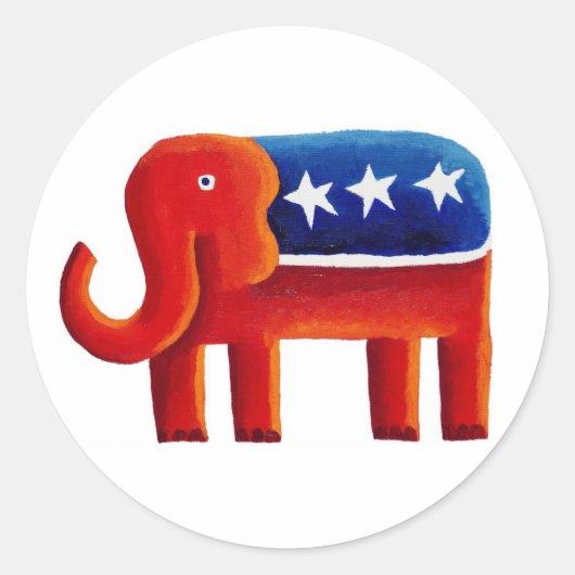 Republikanischer Elefant Runder Aufkleber (Vorderseite)