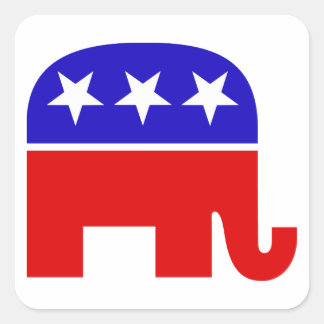 Republikanischer Elephant-Square-Sticker Quadratischer Aufkleber