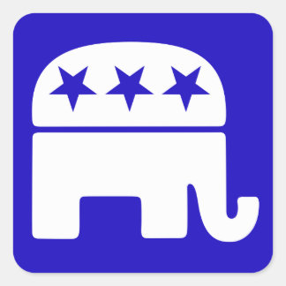 Republikanischer Elephant-Square-Sticker Quadratischer Aufkleber