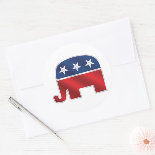 Republikanischer Elephant-Sticker Runder Aufkleber (Umschlag)