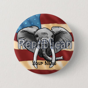 Republikanischer Grauer Elefant Pin Button