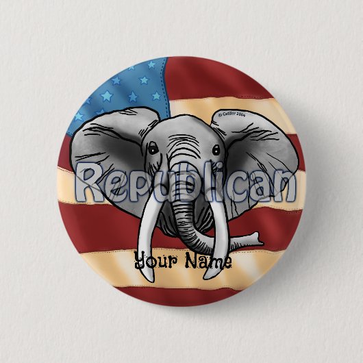 Republikanischer Grauer Elefant Pin Button (Vorderseite)