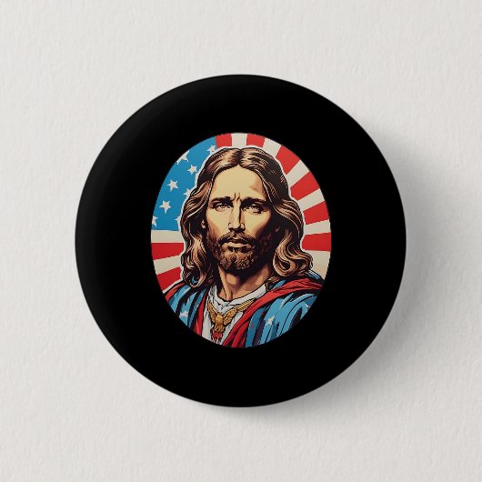 Republikanischer Jesus – Fette Pop-Art mit amerika Button (Vorderseite)