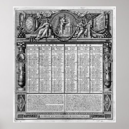 Republikanischer Kalender, 22. September 1793 Poster (Vorne)