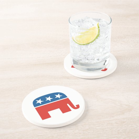 republikanischer Partyelefant des USA Sandstein Untersetzer (Seite)