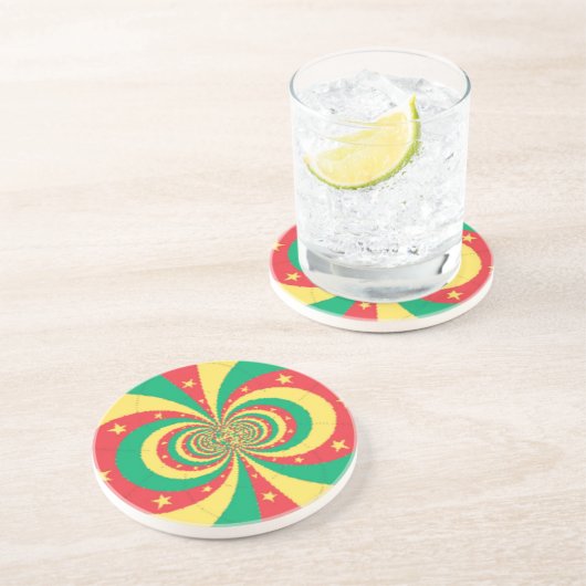 République du Cameroun mit fünf Spitzen-Sternen Getränkeuntersetzer (Seite)