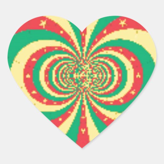 République du Cameroun mit fünf Spitzen-Sternen Herz-Aufkleber (Vorderseite)