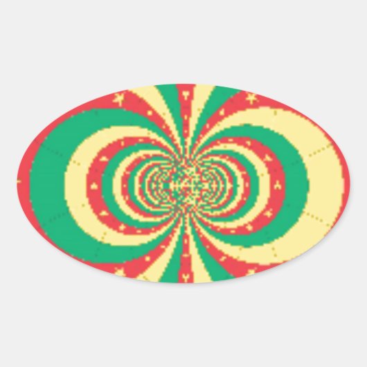 République du Cameroun mit fünf Spitzen-Sternen Ovaler Aufkleber (Vorderseite)