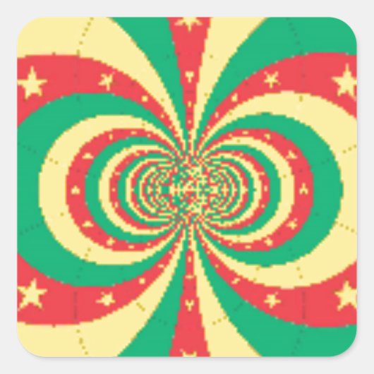 République du Cameroun mit fünf Spitzen-Sternen Quadratischer Aufkleber (Vorderseite)