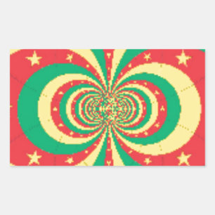 République du Cameroun mit fünf Spitzen-Sternen Rechteckiger Aufkleber